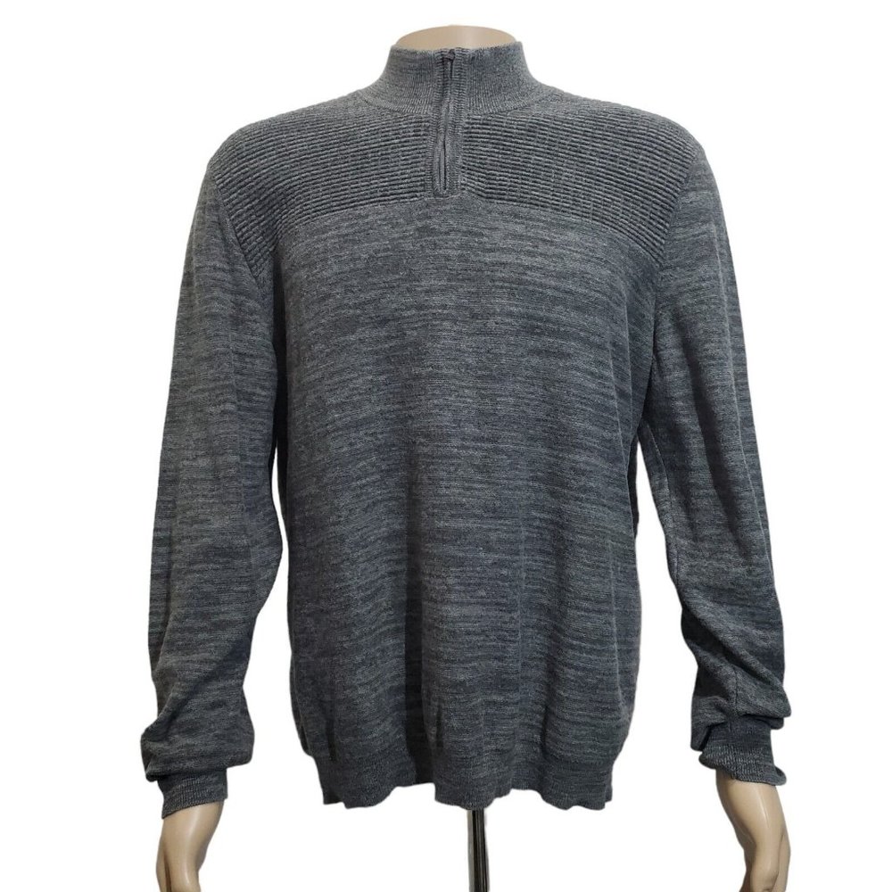 Alfani Men's Regular-Fit Covered Quarter-Zip Sweater Gray Colour Heather Size XL